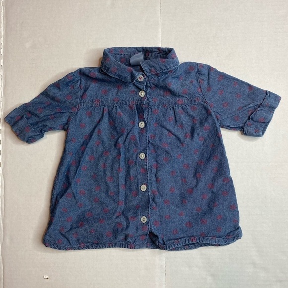 Carter’s Chambray Short Rolled Cuff Sleeves button up 18 months Girls Shirt - Picture 1 of 5